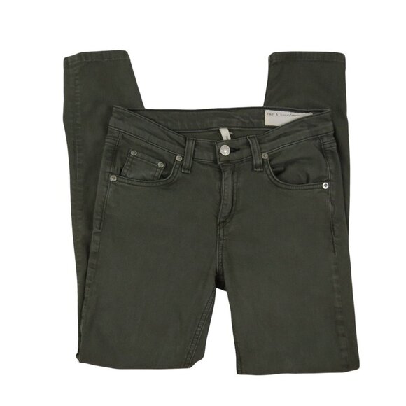RAG & BONE Women's Green Mid Rise The Skinny Jeans in Distressed Fatigue 26 - Picture 2 of 10